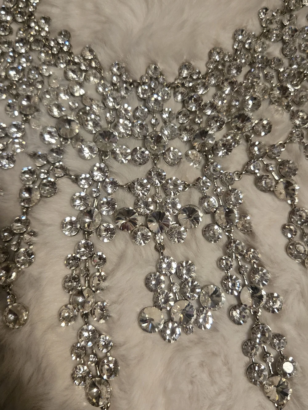 Vintage Silver Crystal Fringe Necklace